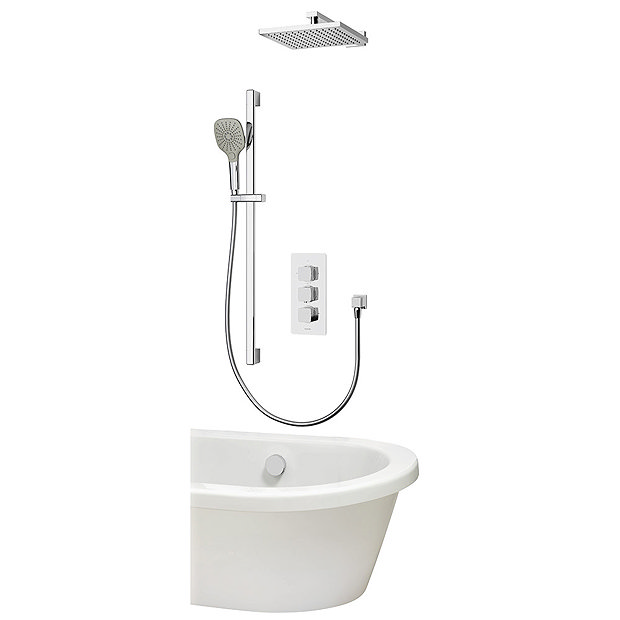 Aqualisa Dream Square Thermostatic Mixer Shower with Adjustable Head, Wall Fixed Head and Bath Fill 
