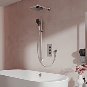 Aqualisa Dream Square Thermostatic Mixer Shower with Adjustable Head, Wall Fixed Head and Bath Fill 