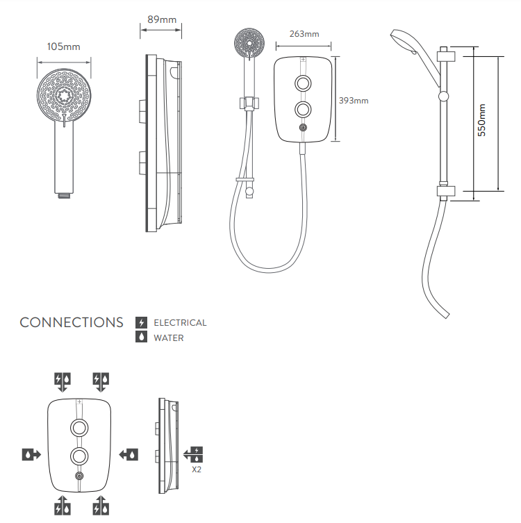 Aqualisa Lumi+ Electric Shower 10.5kW - Mirrored & Chrome