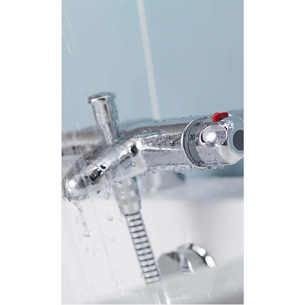 Aqualisa - Midas 100 Thermostatic Bath Shower Mixer with Slide Rail Kit - MD100BSM Standard Large Im