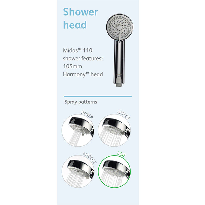 Aqualisa Midas 110 Bath Shower Mixer with Adjustable Head - MD110BSM  Standard Large Image