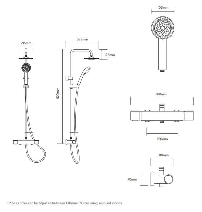 Aqualisa Midas 110 Mixer Shower with Fixed and Adjustable Shower Heads