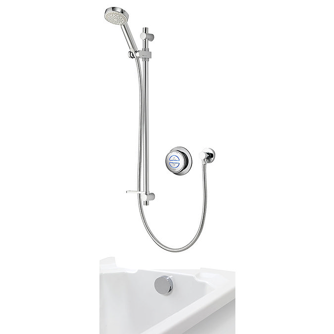 Aqualisa - Quartz Digital Divert Concealed Thermostatic Shower with Adjustable Head & Overflow Bath 