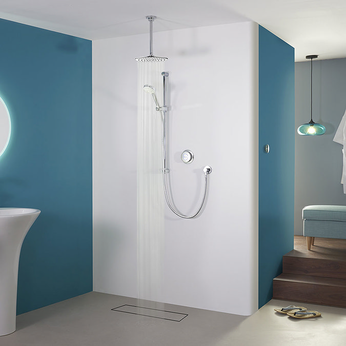 Aqualisa - Quartz Digital Divert Concealed Thermostatic Shower with Ceiling Mounted & Adjustable Hea