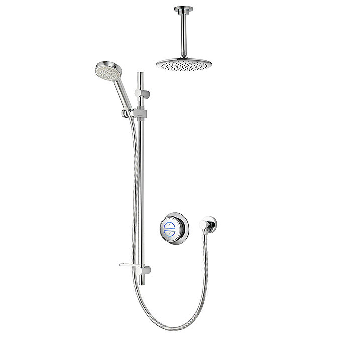 Aqualisa - Quartz Digital Divert Concealed Thermostatic Shower with Ceiling Mounted & Adjustable Hea