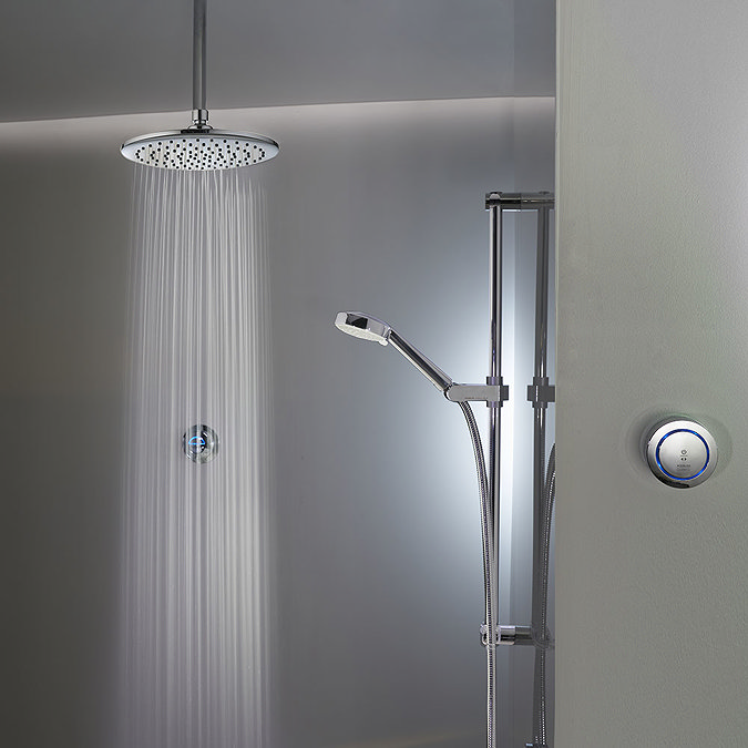 Aqualisa - Quartz Digital Divert Exposed Thermostatic Shower with Ceiling Mounted Fixed & Adjustable