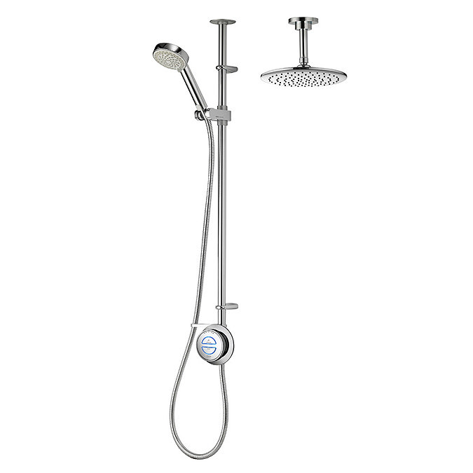 Aqualisa - Quartz Digital Divert Exposed Thermostatic Shower with Ceiling Mounted Fixed & Adjustable
