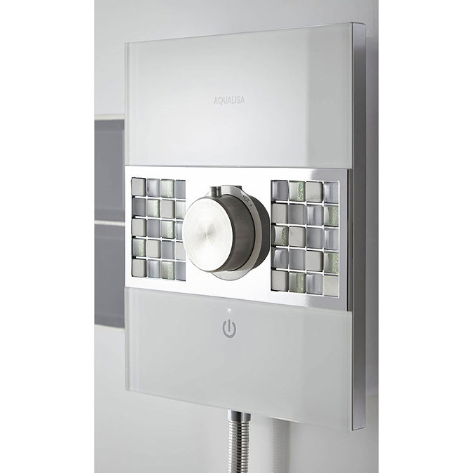 Aqualisa - Sassi Electric Shower with Adjustable Head - White/Chrome Profile Large Image