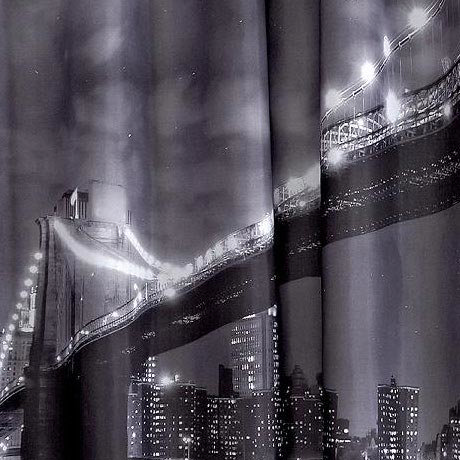 Aqualona Brooklyn Bridge Polyester Shower Curtain - W1800 x H1800mm - 46449 Profile Large Image