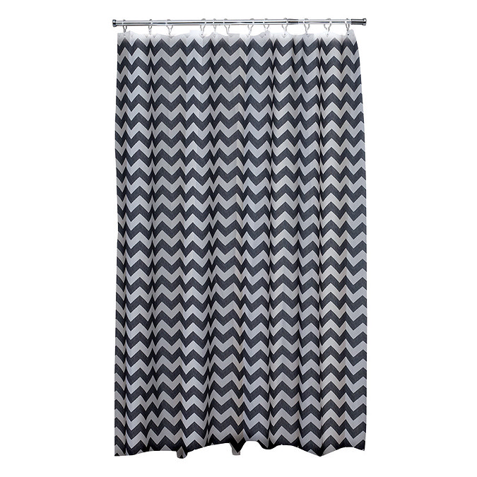 Aqualona Chevron Polyester Shower Curtain - W1800 x H1800mm - 47392 Large Image