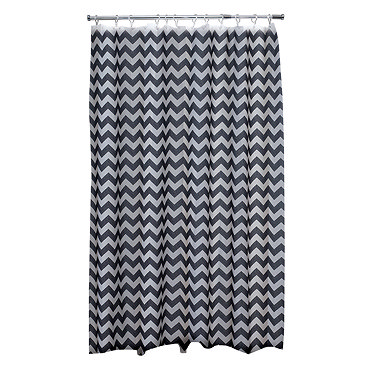 Aqualona Chevron Polyester Shower Curtain - W1800 x H1800mm - 47392  Profile Large Image