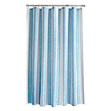 Aqualona Coastal Stripe Polyester Shower Curtain - W1800 x H1800mm - 77108 Profile Large Image