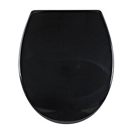 Aqualona Duroplast Soft Close Toilet Seat with Quick Release - Black - 77504 Large Image