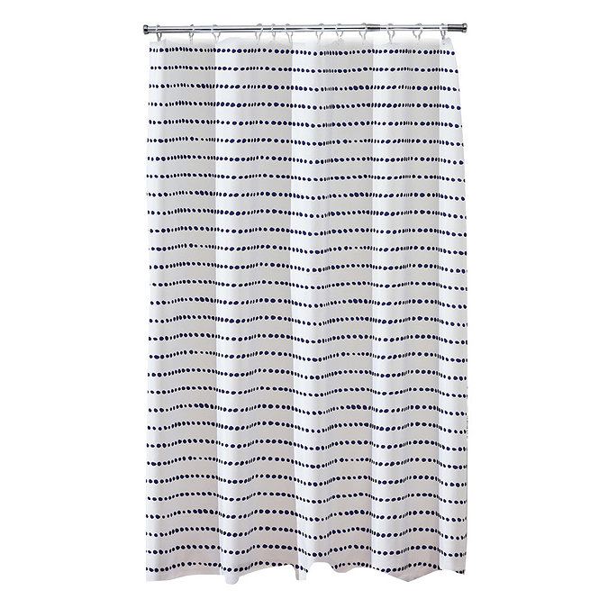 Aqualona Indigo Spot Polyester Shower Curtain - W1800 x H1800mm - 47422 Large Image