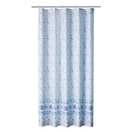 Aqualona Mosaic Blue Polyester Shower Curtain - W1800 x H1800mm - 76798 Medium Image