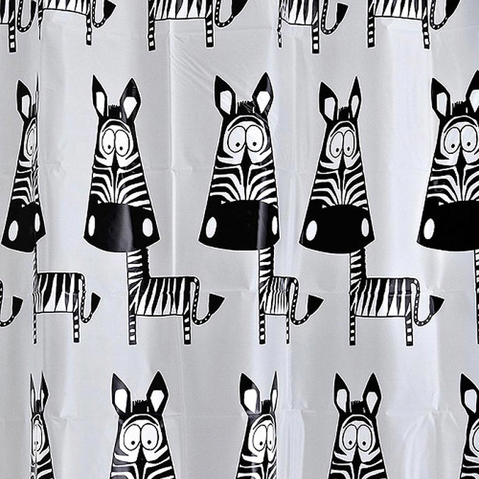 Aqualona Zebra PEVA Shower Curtain - W1800 x H1800mm - 33111 Profile Large Image