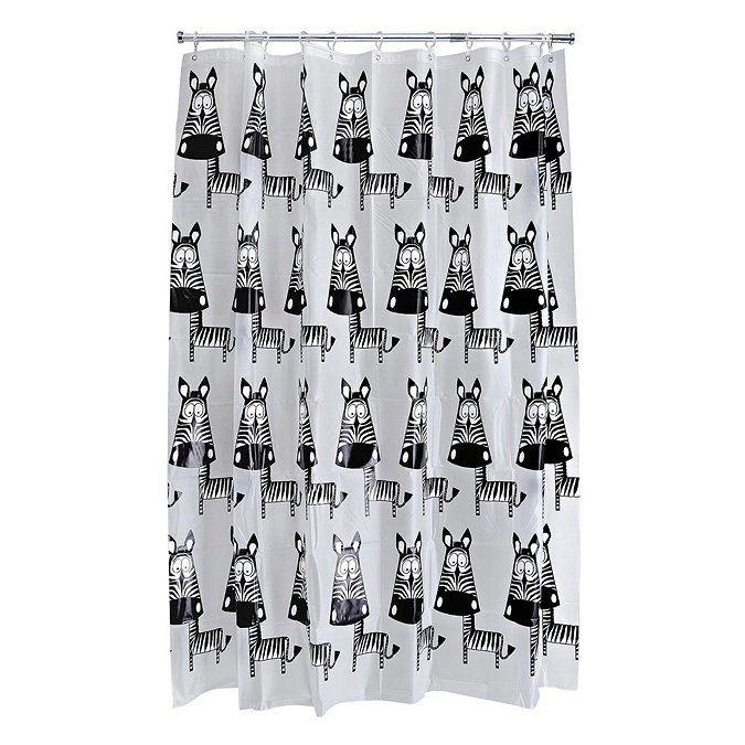 Aqualona Zebra PEVA Shower Curtain - W1800 x H1800mm - 33111 Large Image