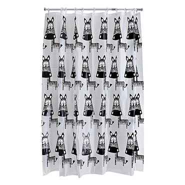 Aqualona Zebra PEVA Shower Curtain - W1800 x H1800mm - 33111 Profile Large Image