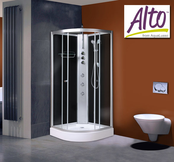 AquaLusso - Alto 01 - 800 x 800mm Shower Cabin - Carbon Black Large Image