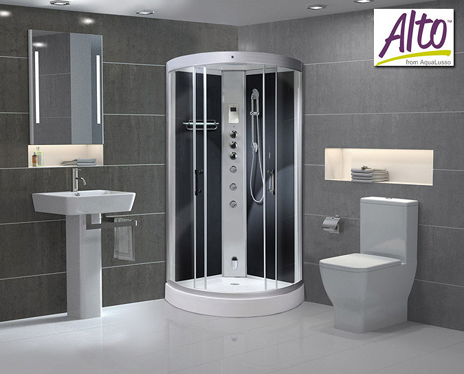 AquaLusso - Alto 80 - 800 x 800mm Quadrant Steam Shower - Carbon Black Large Image