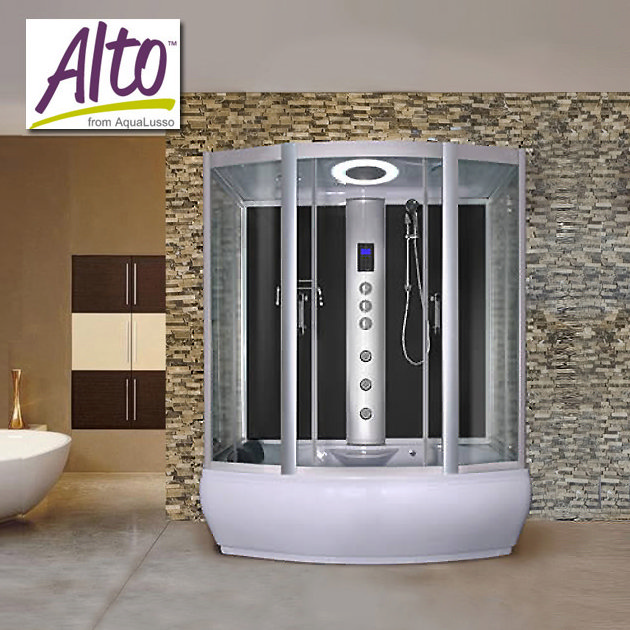 AquaLusso - Alto W3 - 1700 x 900mm Steam and Whirlpool Bath - Carbon Black Large Image