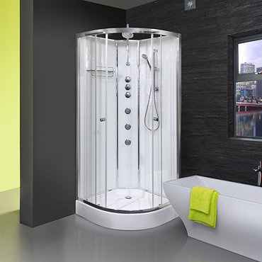 AquaLusso - Opus 02 - 900mm x 900mm Shower Cabin - Polar White Profile Large Image