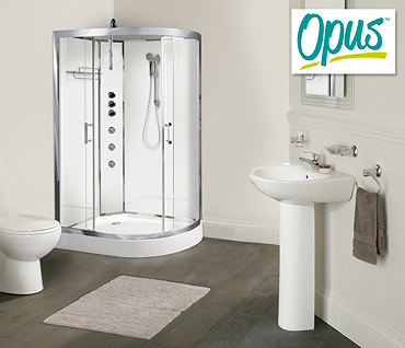 AquaLusso - Opus 04 - 1200mm x 800mm Offset Shower Cabin - Polar White Profile Large Image