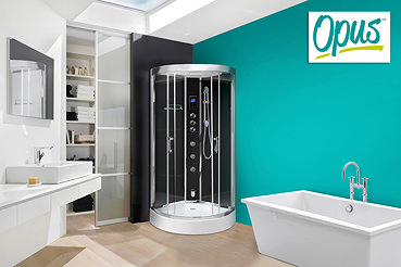 AquaLusso - Opus 80 - 800mm x 800mm Steam Shower Cabin - Carbon Black Profile Large Image