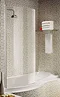 Aqualux - Elite Modern 1/2 Frame Curved Bath Screen - Polished Silver Large Image