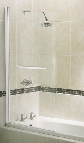 Aqualux Elite Modern Half Framed Stepped - Frameless Clear Glass Large Image