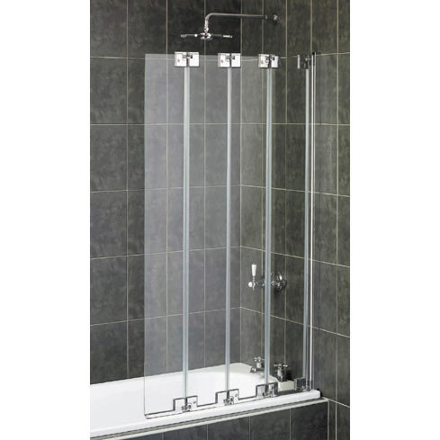 Aqualux - Pura Frameless 4 Fold Bath Screen - Polished Silver - FBS0147AQU Large Image