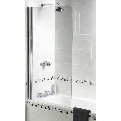 Aqualux - Shine Half Frame Radius Bath Screen - FBS0273AQU Large Image