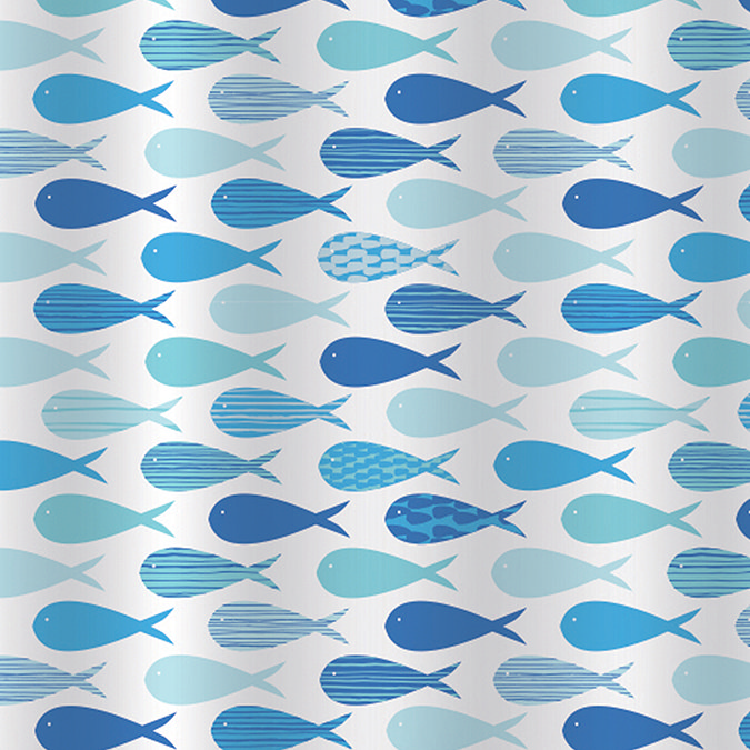 Aquarium Blue W1800 x H1800mm Polyester Shower Curtain
