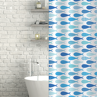 Aquarium Blue W1800 x H1800mm Polyester Shower Curtain