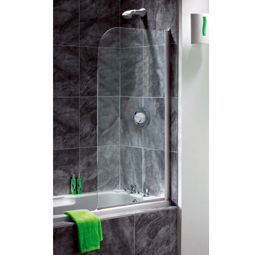 Aqualux - Aquarius Half Frame Radius Bath Screen - Pearl Silver Large Image