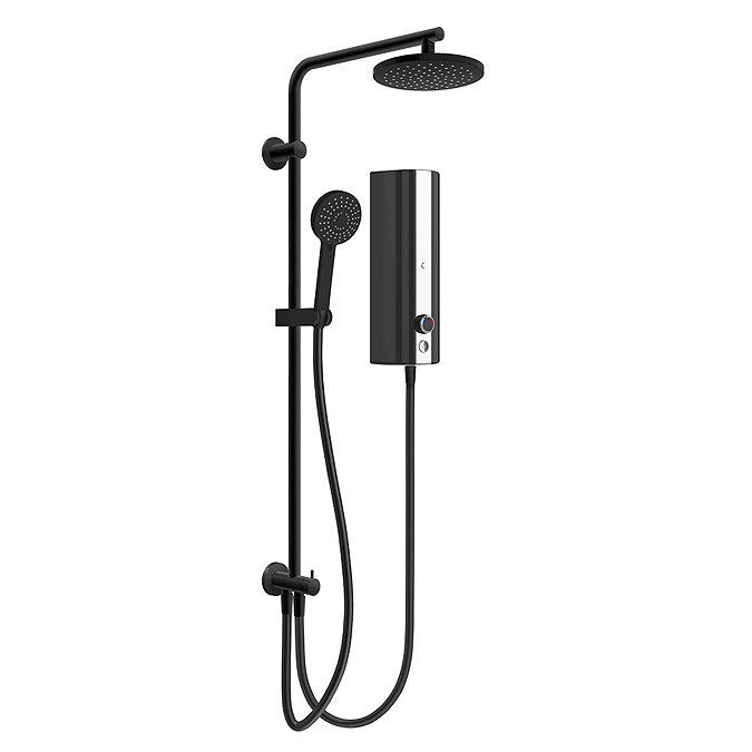 AQUAS Aquamax Pro with Column Manual 9.5kw Matt Black Electric Shower Large Image