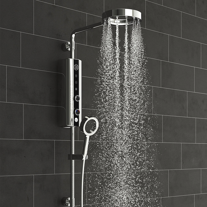 AQUAS Indulge Touch Inline X-Jet 9.5KW Chrome Electric Shower - A000393 Newest Large Image