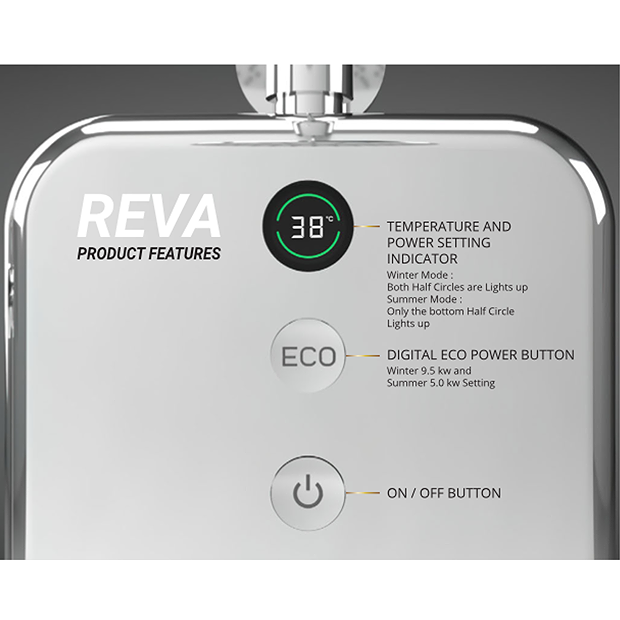AQUAS Reva Flex Smart 9.5KW Matt Black Electric Shower  Feature Large Image