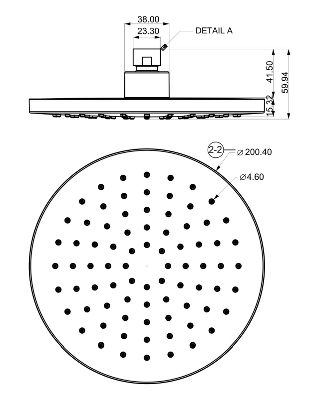 AQUAS Smart 200mm Overhead Shower Head - Matte Black