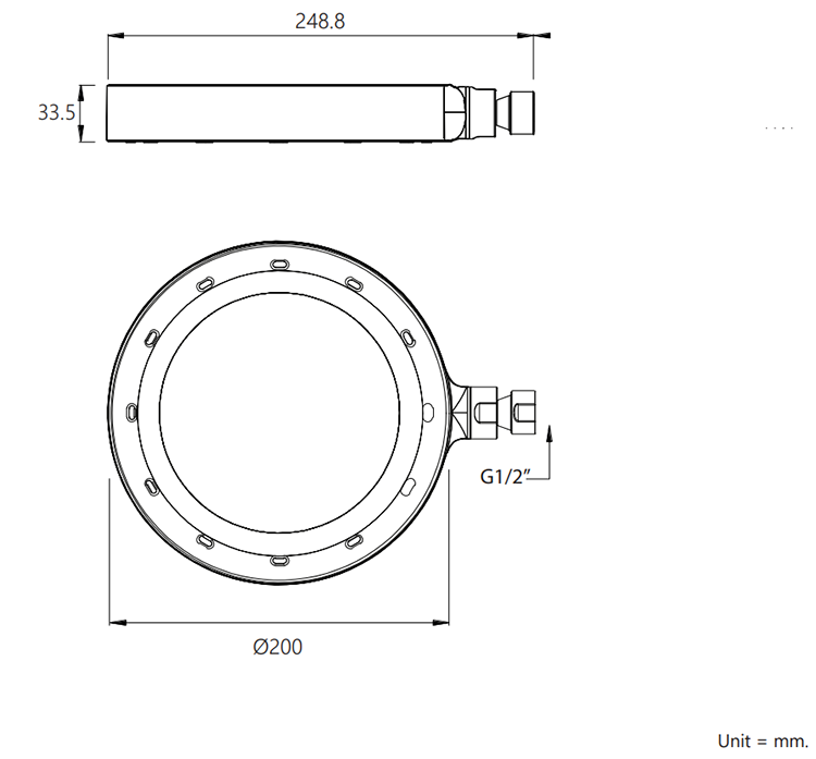 AQUAS X-Jet Overhead Shower Head - Chrome Plated - A000624