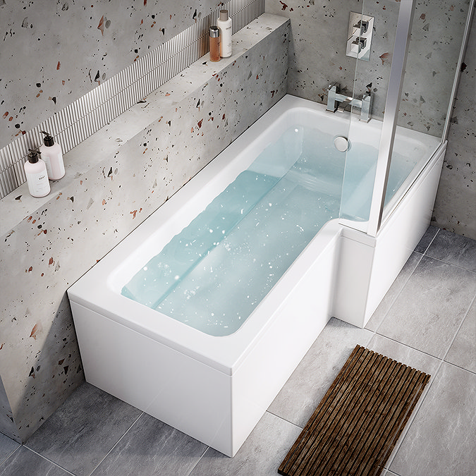 AquaSure Cove L-Shaped Waterproof Chrome Round Complete Bathroom Suite