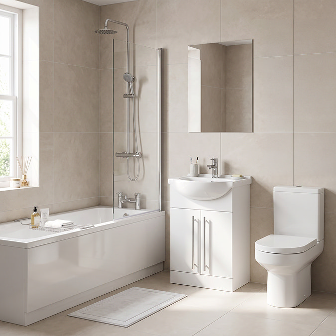 AquaSure Cove Waterproof Chrome Round Complete Bathroom Suite - Close Coupled WC