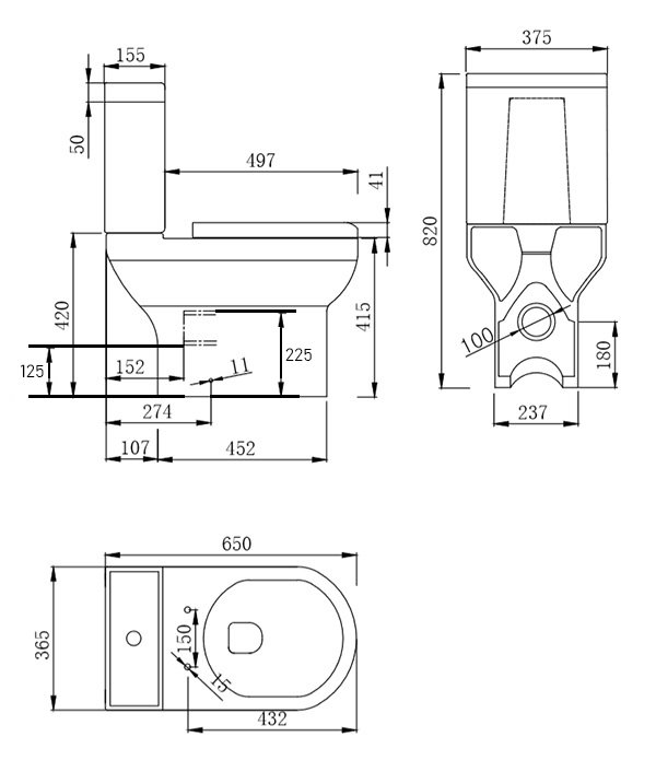 AquaSure Cove Waterproof Chrome Round Complete Bathroom Suite - Close Coupled WC