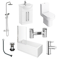 AquaSure Cove Waterproof Chrome Round Complete Bathroom Suite - Close Coupled WC