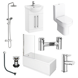 AquaSure Cove Waterproof Chrome Round Complete Bathroom Suite - Close Coupled WC