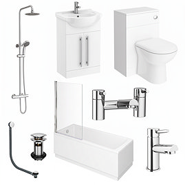 AquaSure Cove Waterproof Chrome Round Complete Bathroom Suite