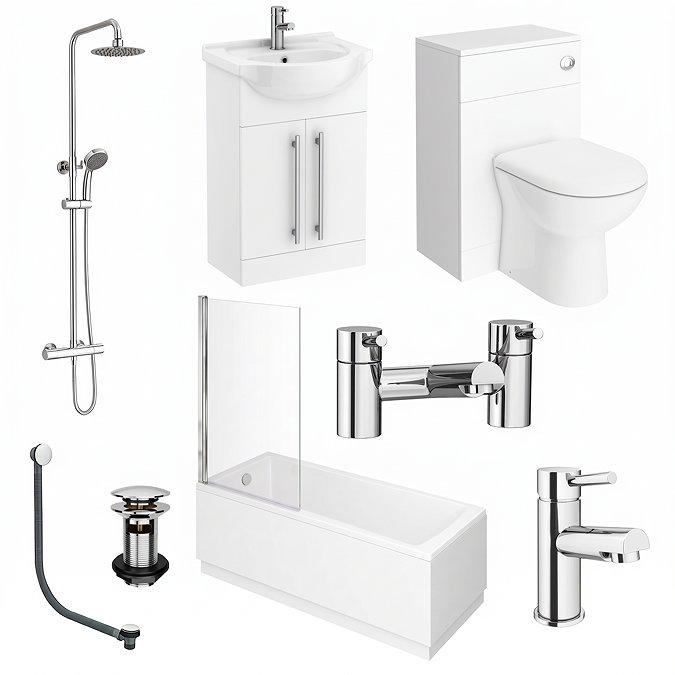 AquaSure Cove Waterproof Chrome Round Complete Bathroom Suite
