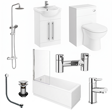 AquaSure Cove Waterproof Chrome Round Complete Bathroom Suite