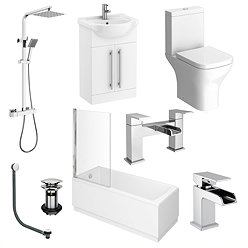 AquaSure Cove Waterproof Chrome Square Complete Bathroom Suite - Close Coupled WC