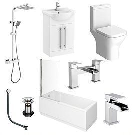 AquaSure Cove Waterproof Chrome Square Complete Bathroom Suite - Close Coupled WC
